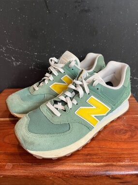 New Balance 574 Women’s Green and Yellow Sneakers